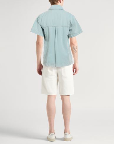 Man Shirt Sky blue Size L Cotton, Linen