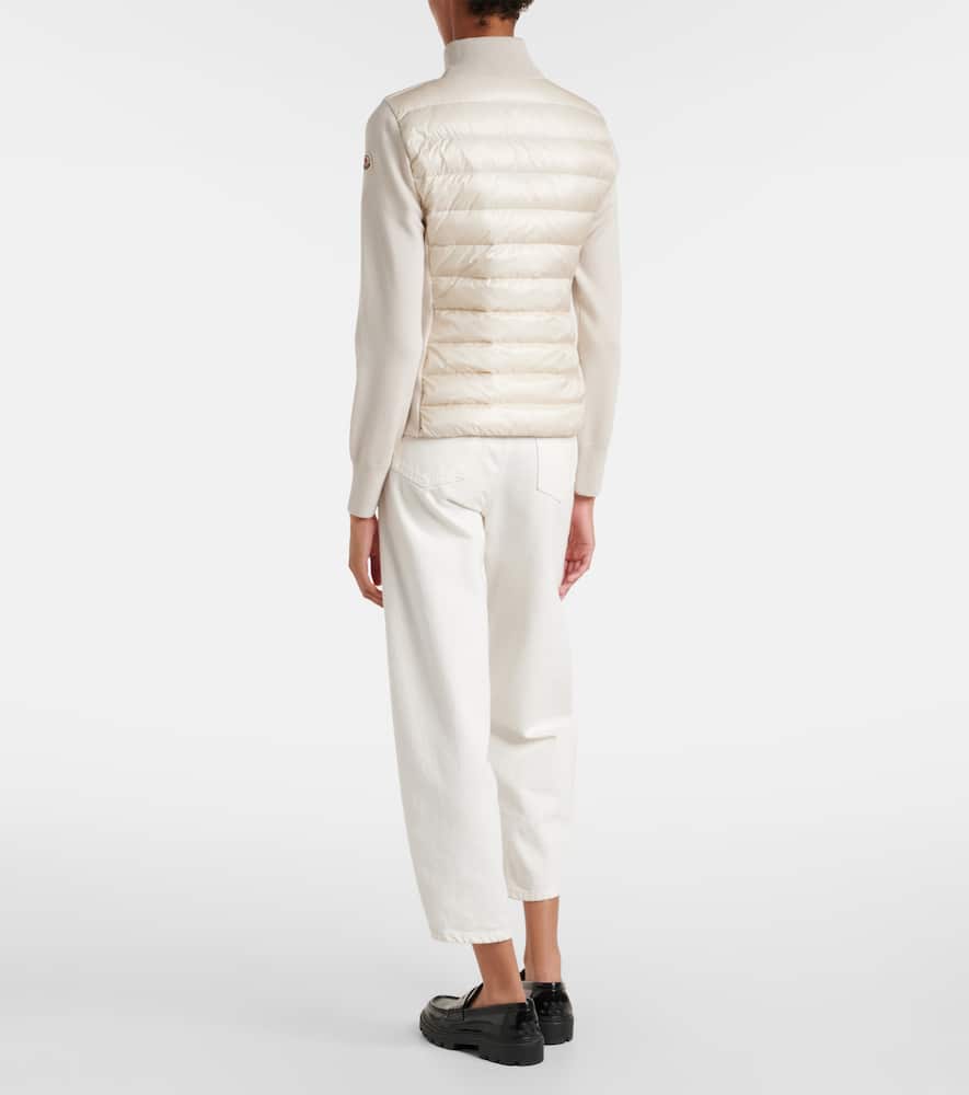 Down-paneled virgin wool cardigan