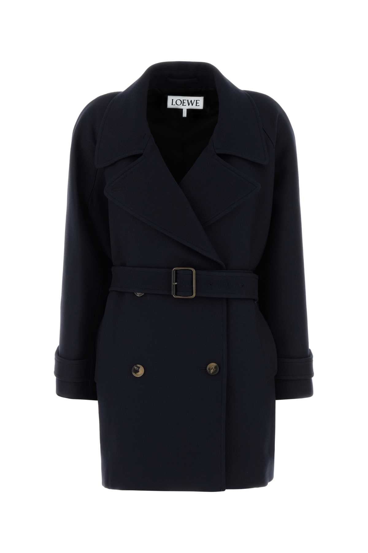 Wool Blend Wrap Coat — Navy