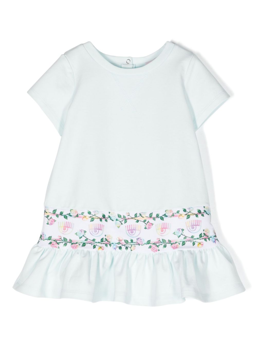 Floral-print flared dress - Blue