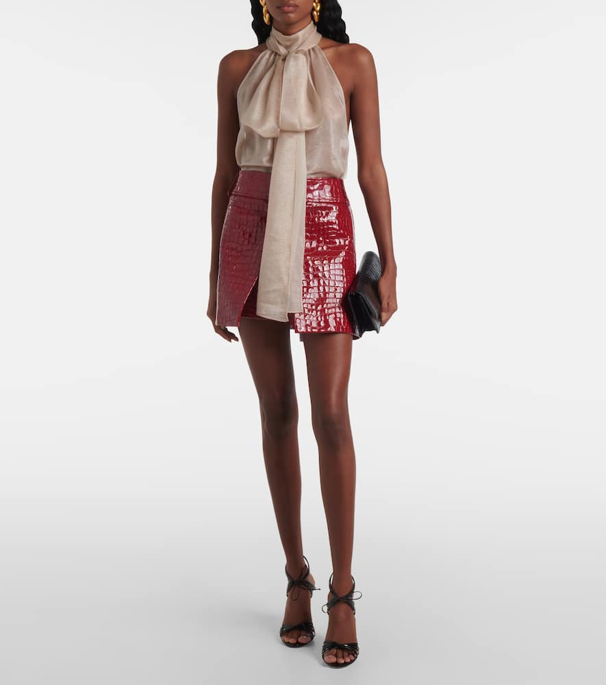 Croc-effect leather miniskirt