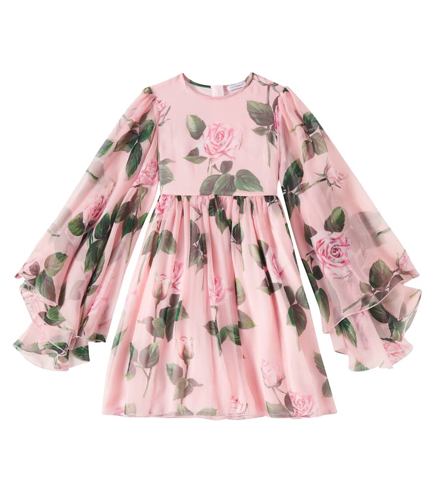 Floral silk chiffon dress