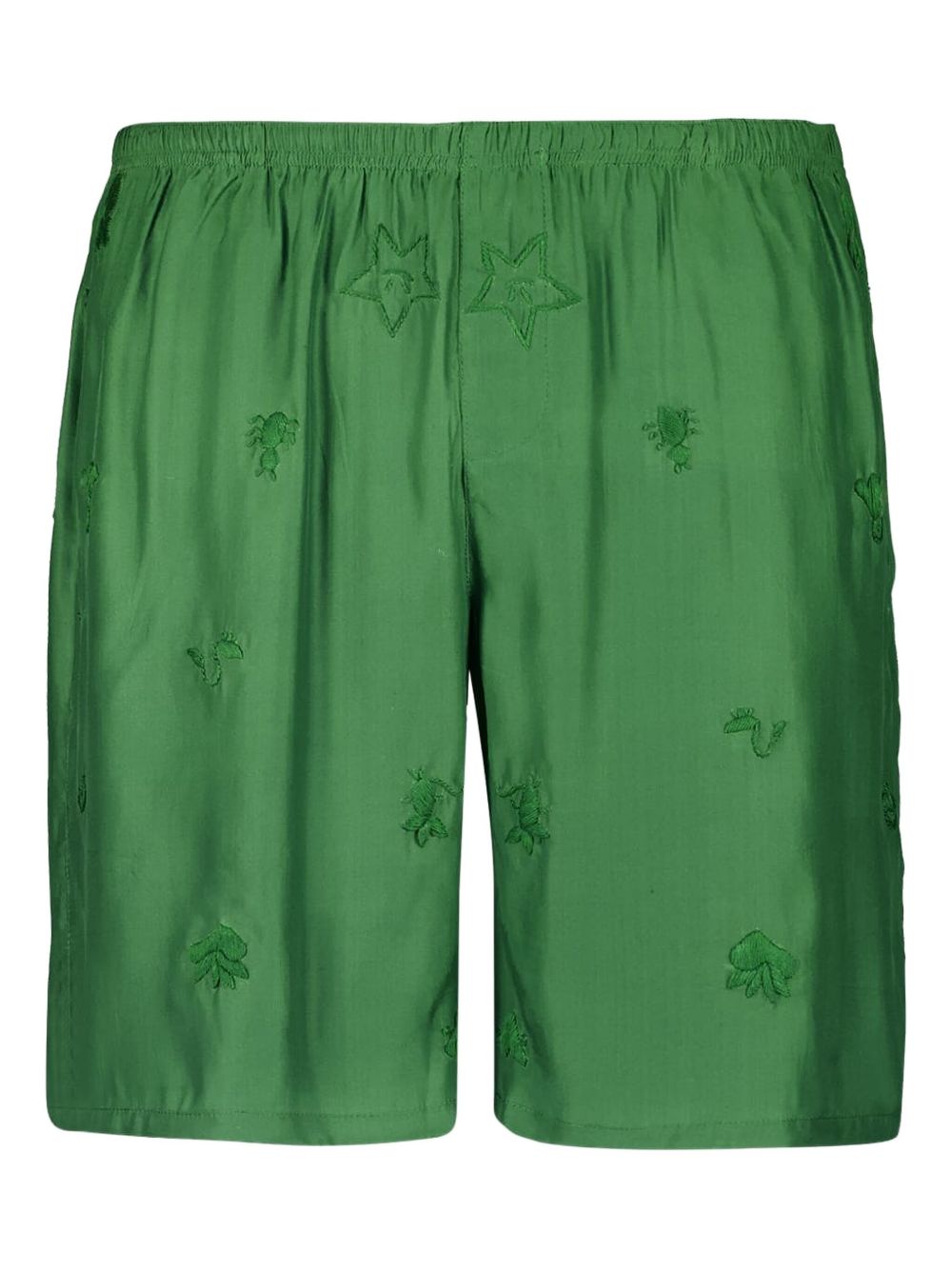 Embroidered drawstring shorts - Green