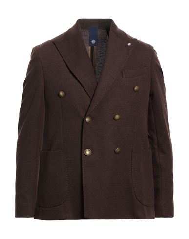 Man Blazer Dark brown Size 38 Polyester, Elastane
