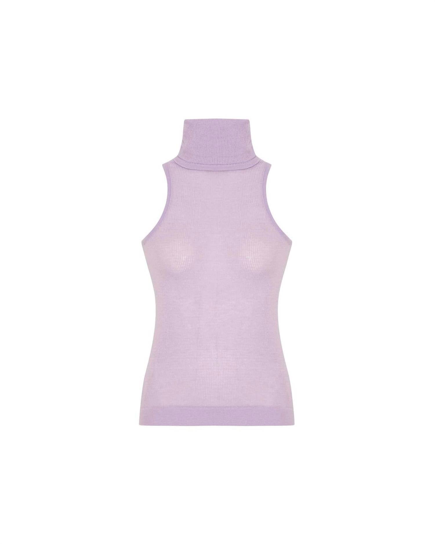 Women's Nomia Sheer Knit Sleeveless Turtleneck Top In Cosmic Mauve
