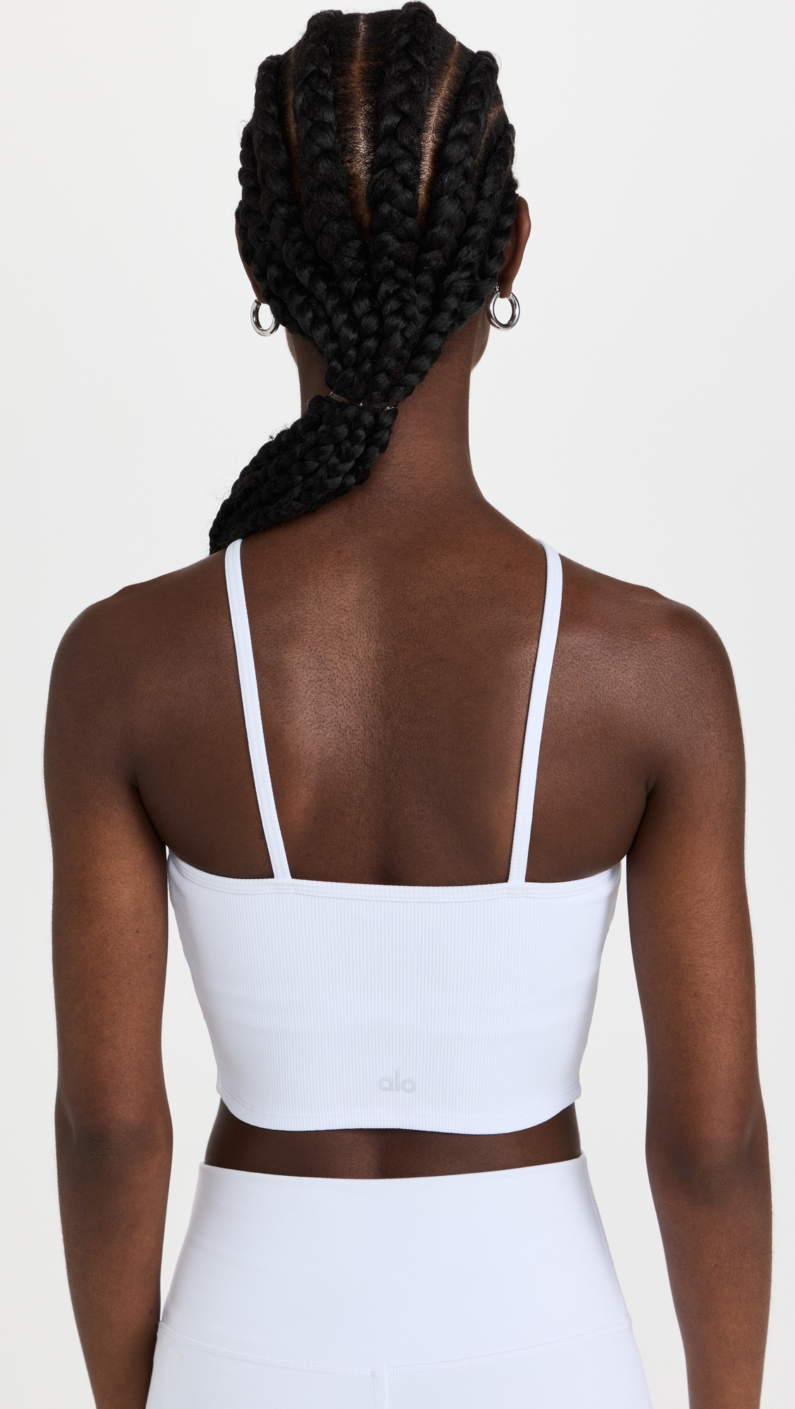 Goddess Ribbed Cross Crop Top White