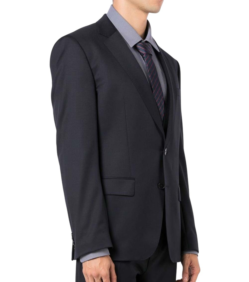 Blue Solid Notched Lapel Blazer