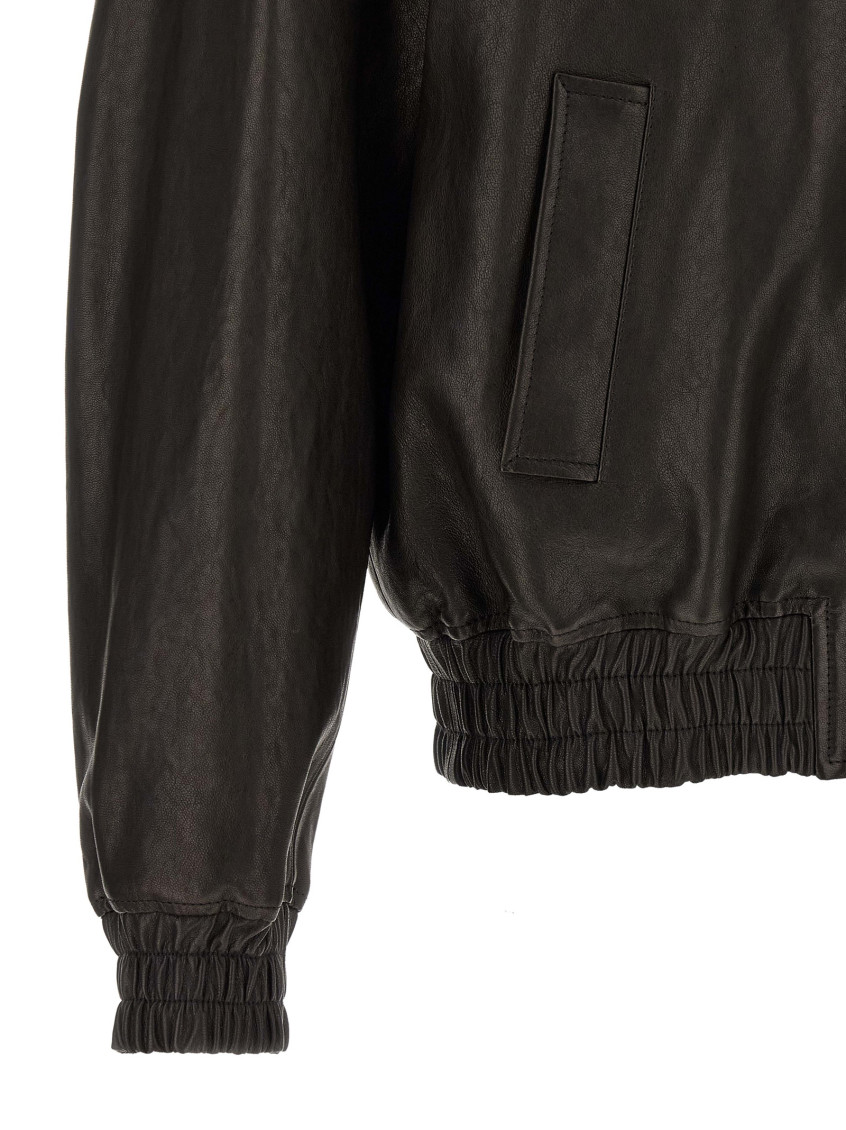 Black Solid Leather Jacket