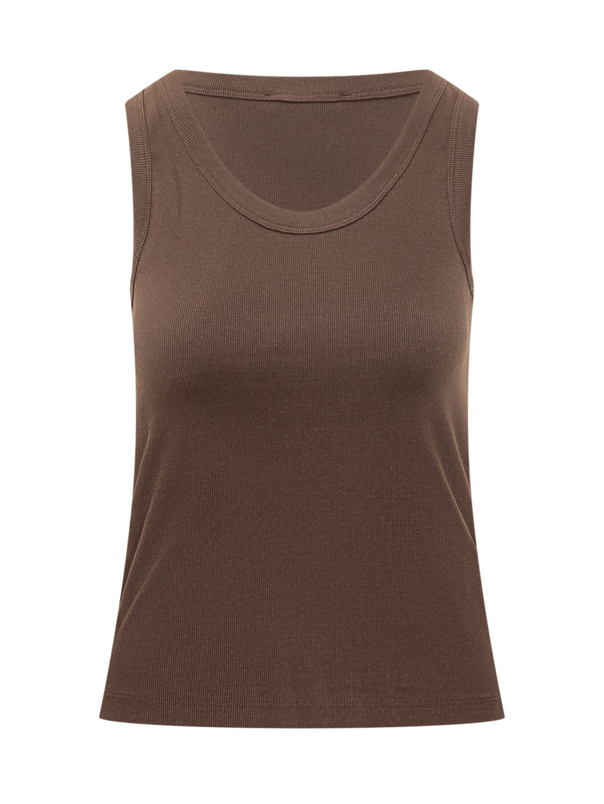Brown Solid Round Neck Top