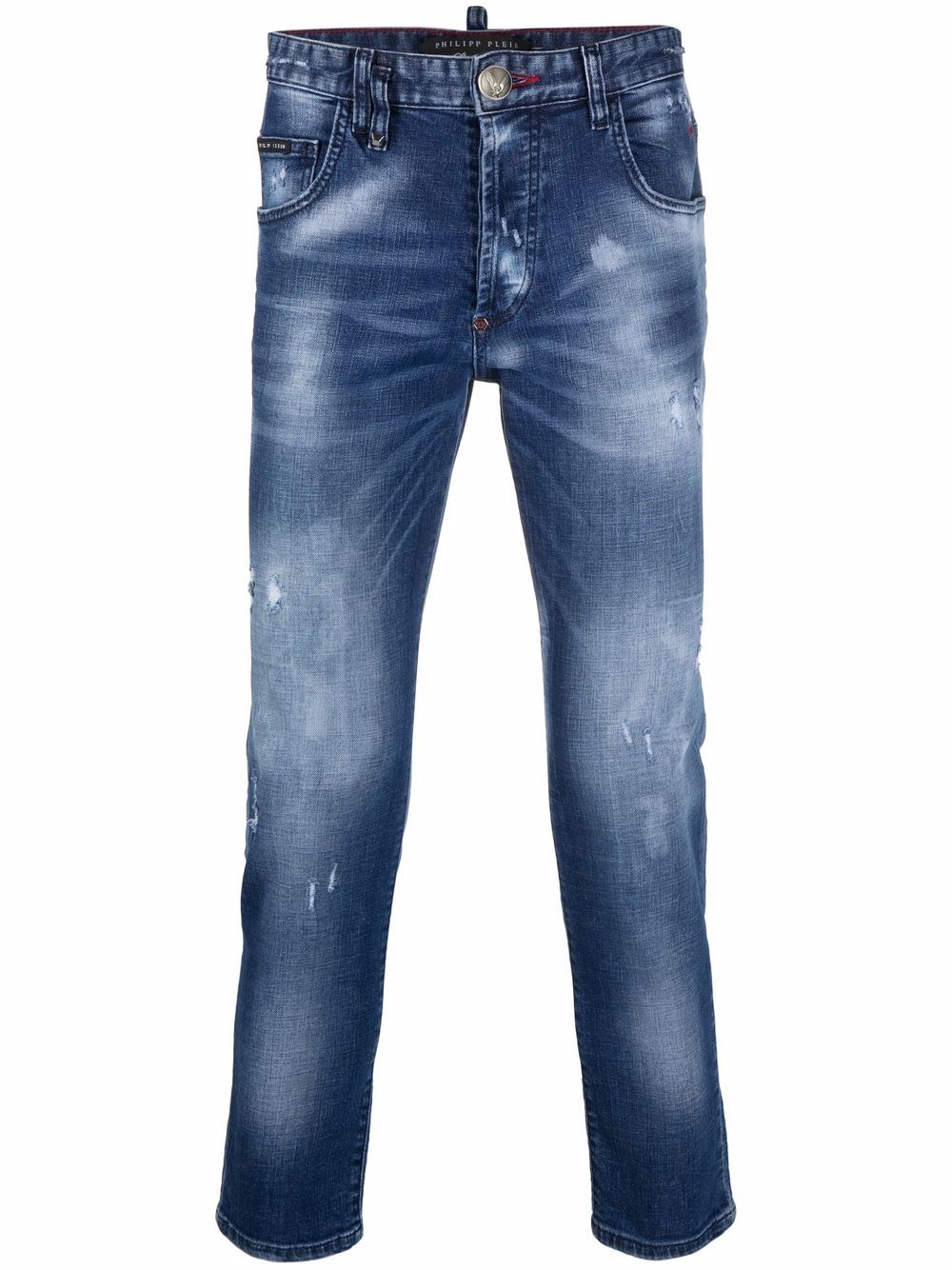 Distressed skinny-cut jeans - Blue