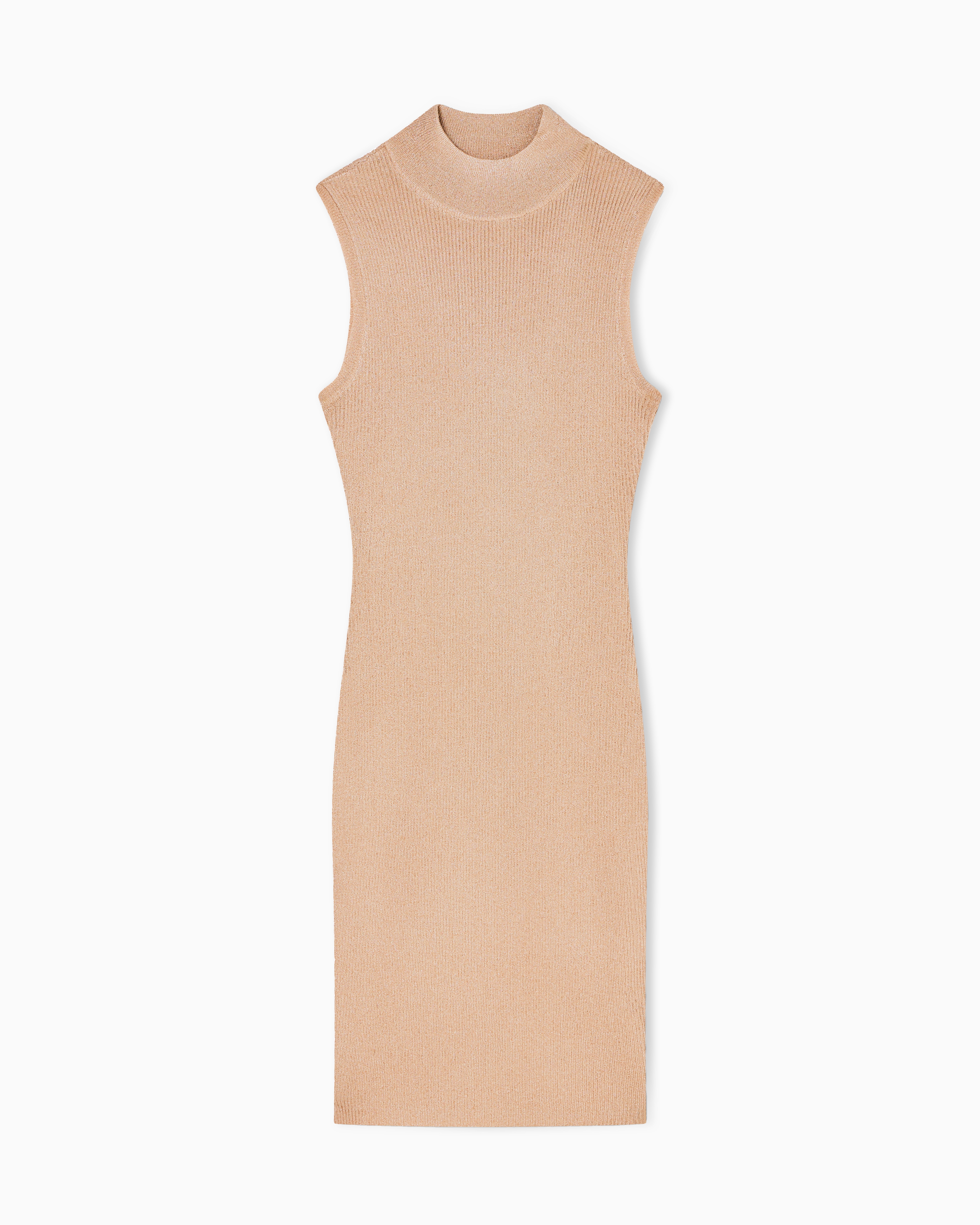 High-neck midi dress in lurex yarn