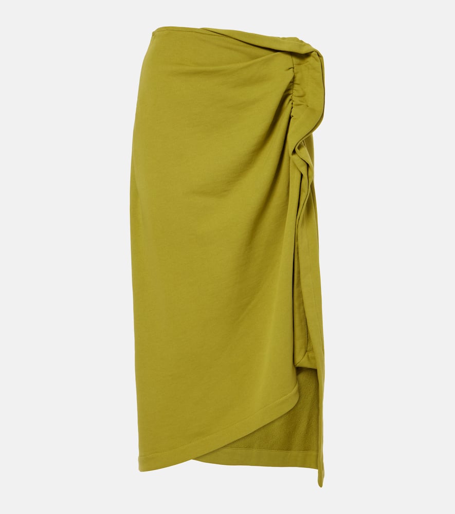 Gathered cotton midi skirt