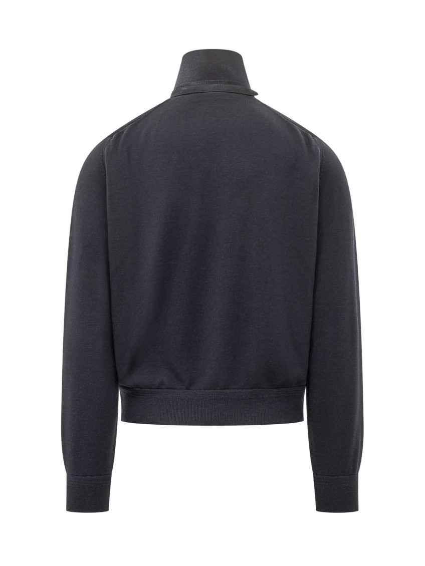 Navy Blue Mock Collar Jacket