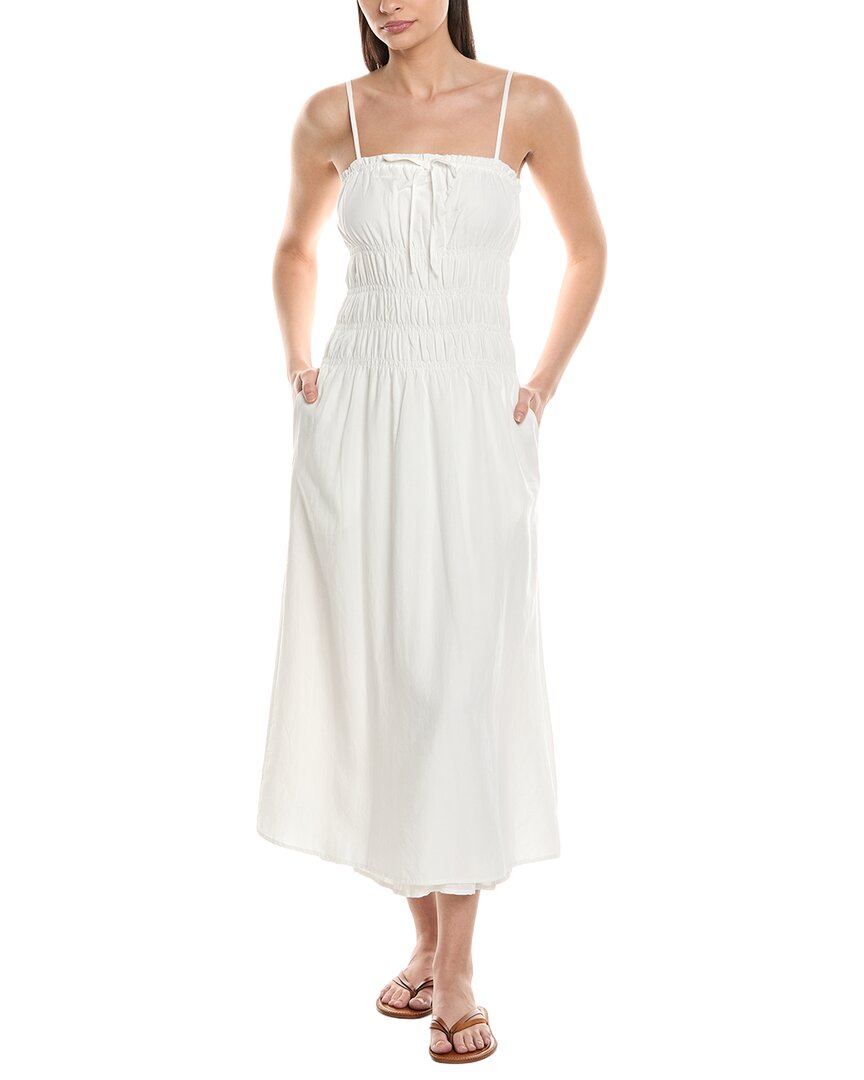 Smocked Linen-Blend Midi Dress
