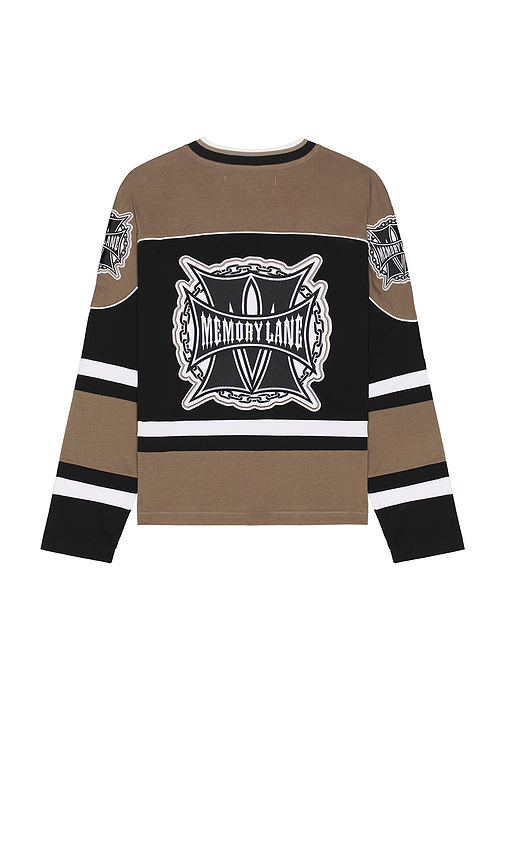 Memory Lane Shield Hockey Jersey in Black. M. Also in