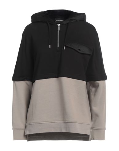 Woman Sweatshirt Black Size M Cotton, Polyamide, Elastane