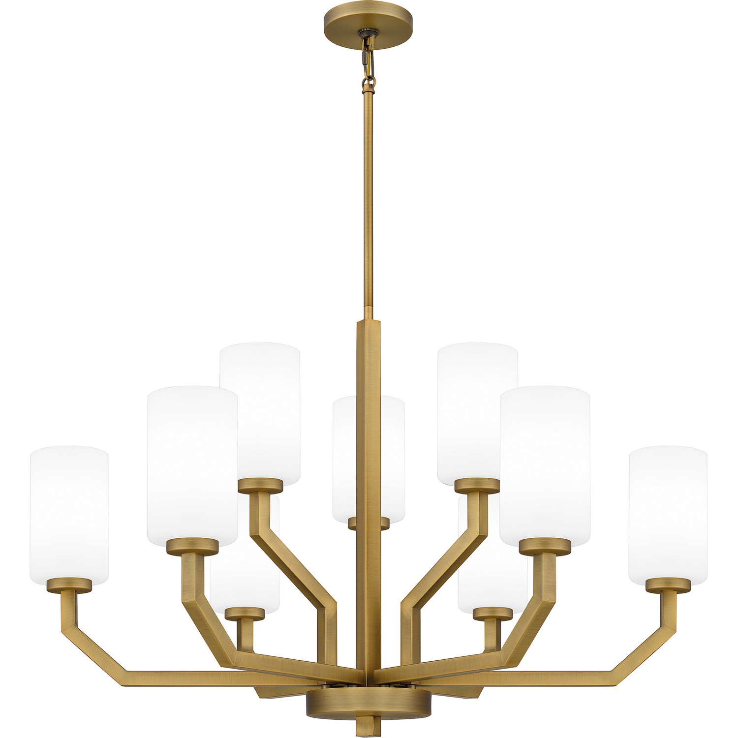 Aged Brass Nine Light Chandelier from the Cavalier Collection