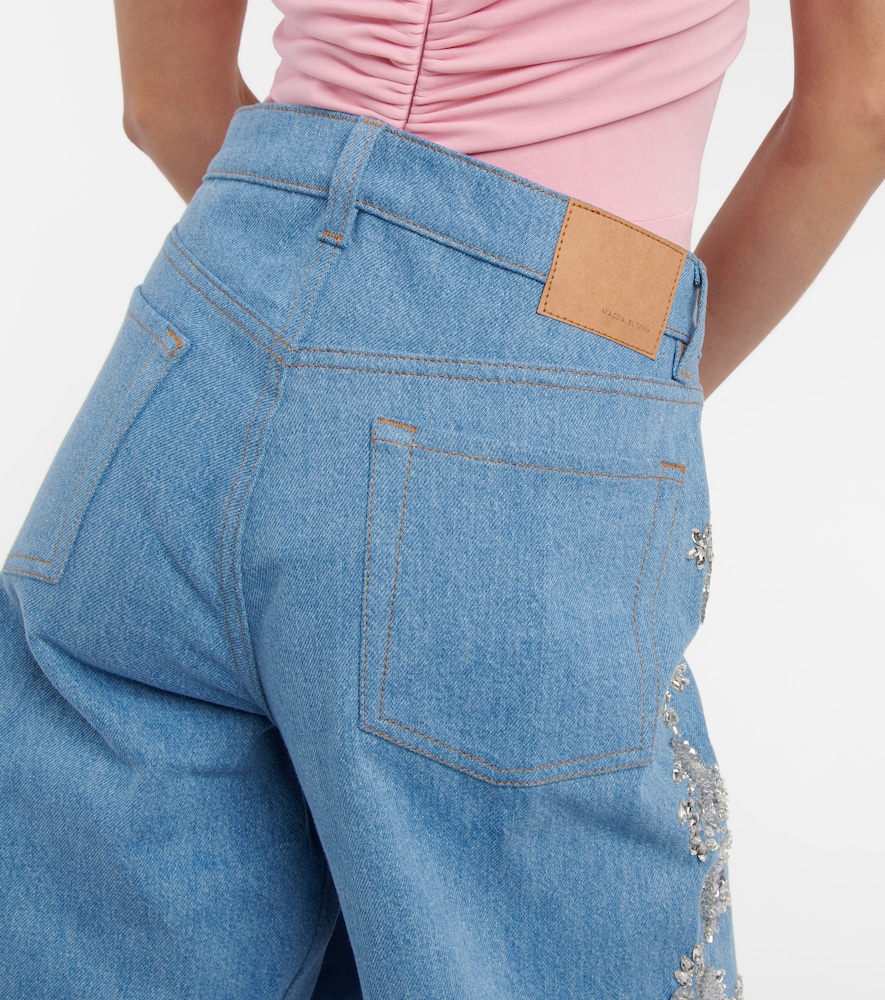 Embroidered wide-leg jeans