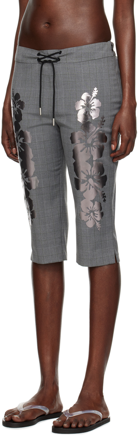 I'm Sorry by Petra Collins SSENSE Exclusive Gray Mimi Wade Edition Prince Wales Printed Shorts
