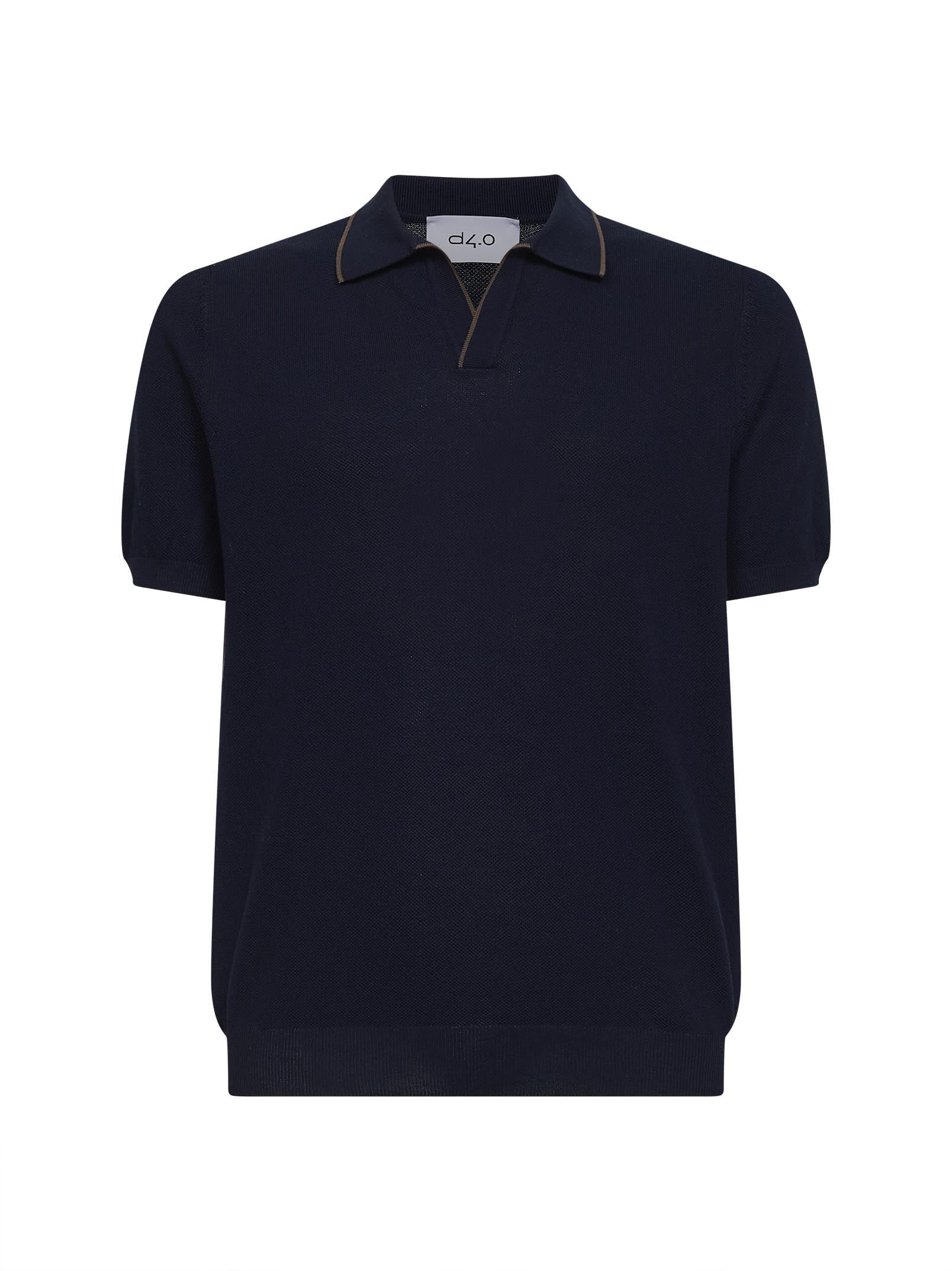 Cotton Knit Polo — Navy