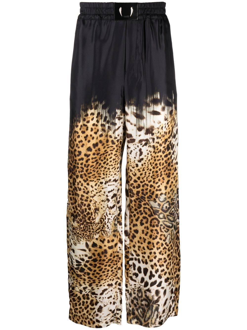 Leopard-print straight-leg trousers - Black