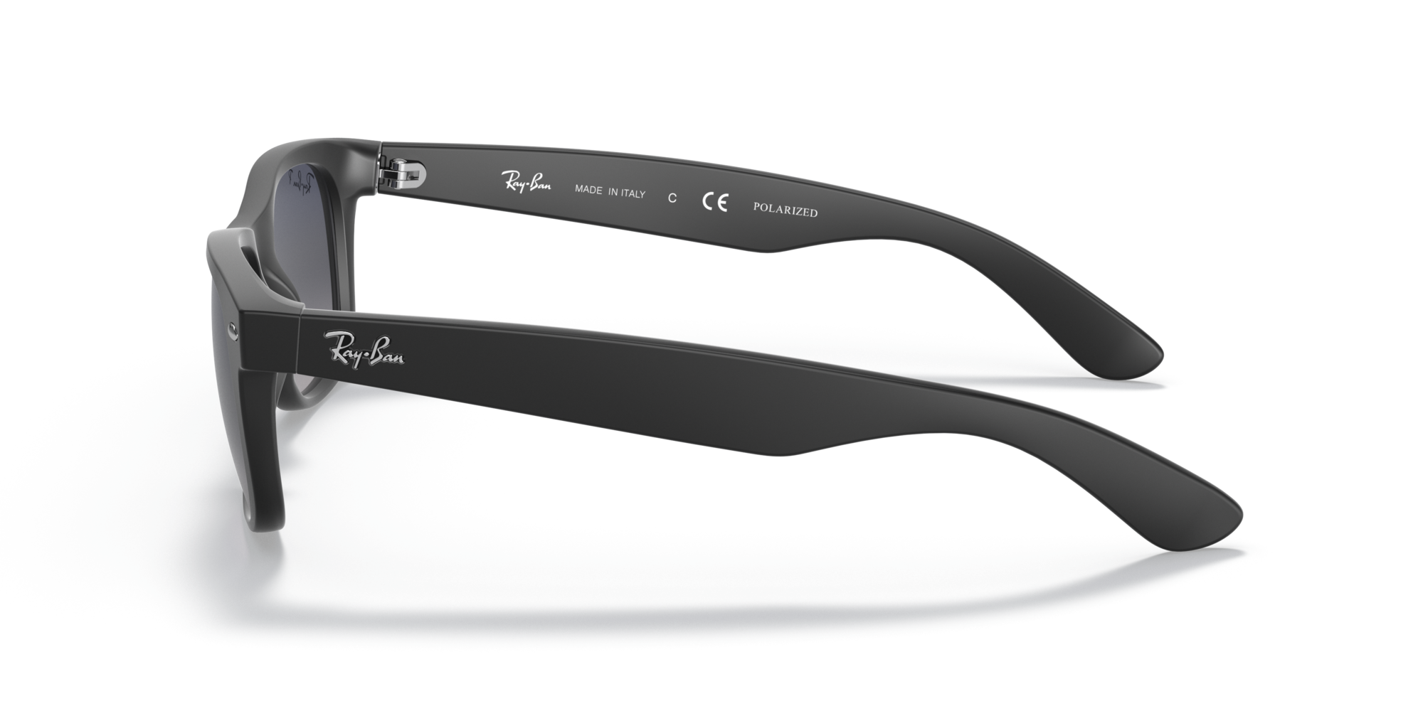 Ray - Ban Unisex Ray - Ban RB2132F NEW WAYFARER LOW BRIDGE FIT 601S78 Sunglasses Nylon Black Blue Squared Polarized Shaded