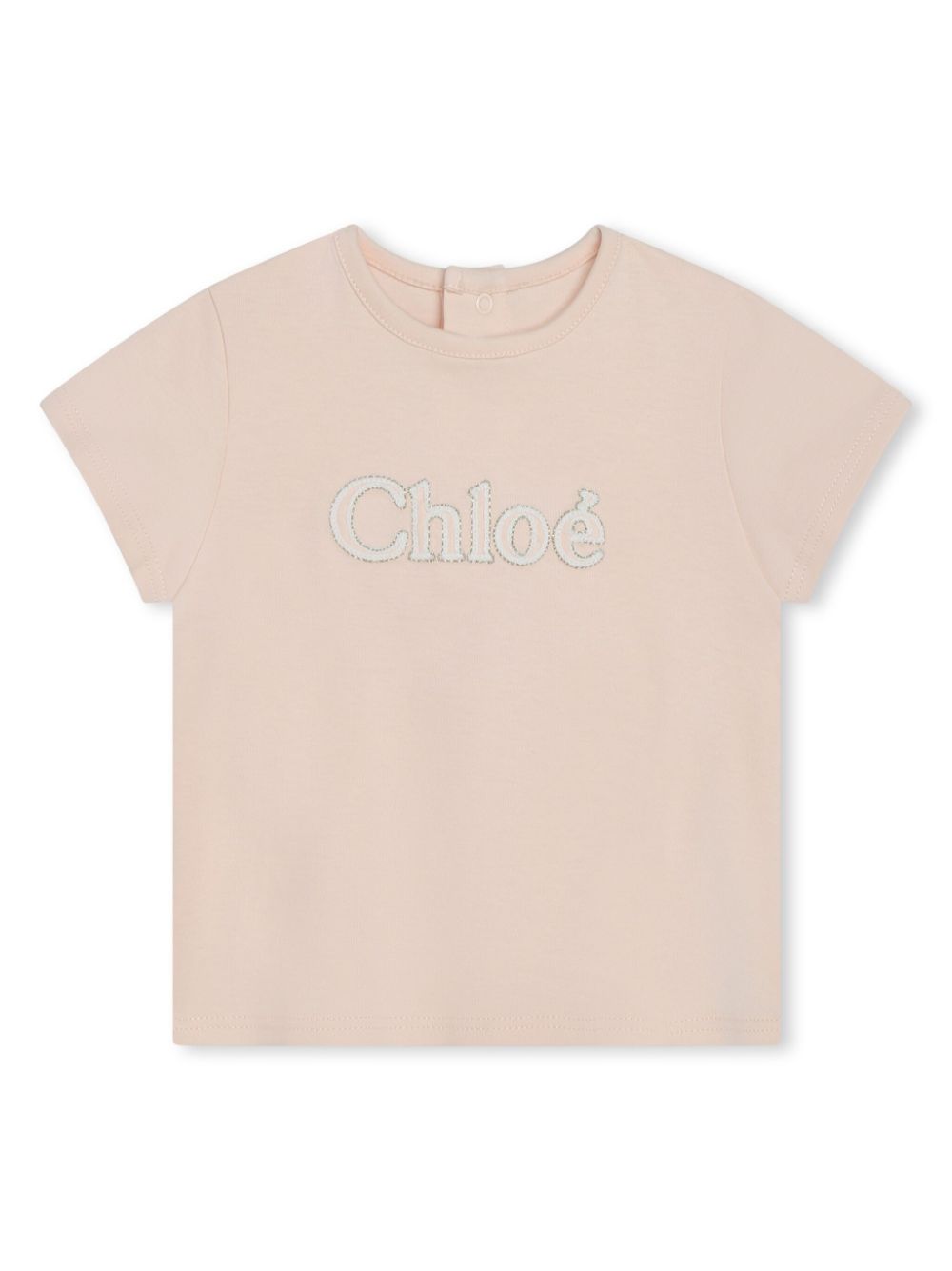 Logo-embroidered organic cotton T-shirt - Pink