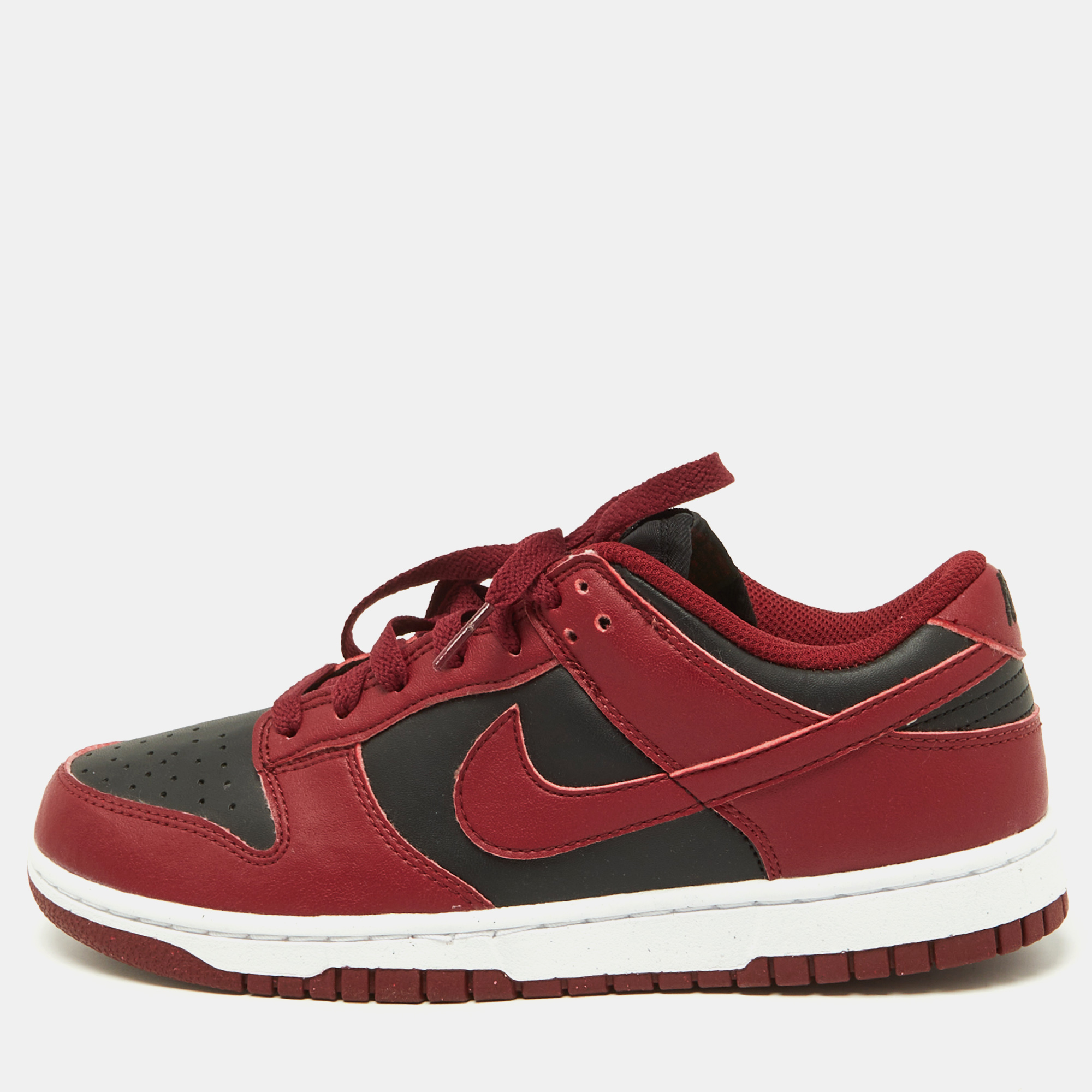 Nike Red/Black Leather Dunk Low Top "Team Red" Sneaker