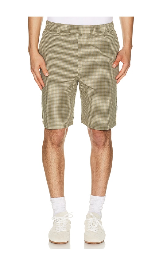 Bound Gingham Shorts in Green. S. Also in M, L, XL/1X