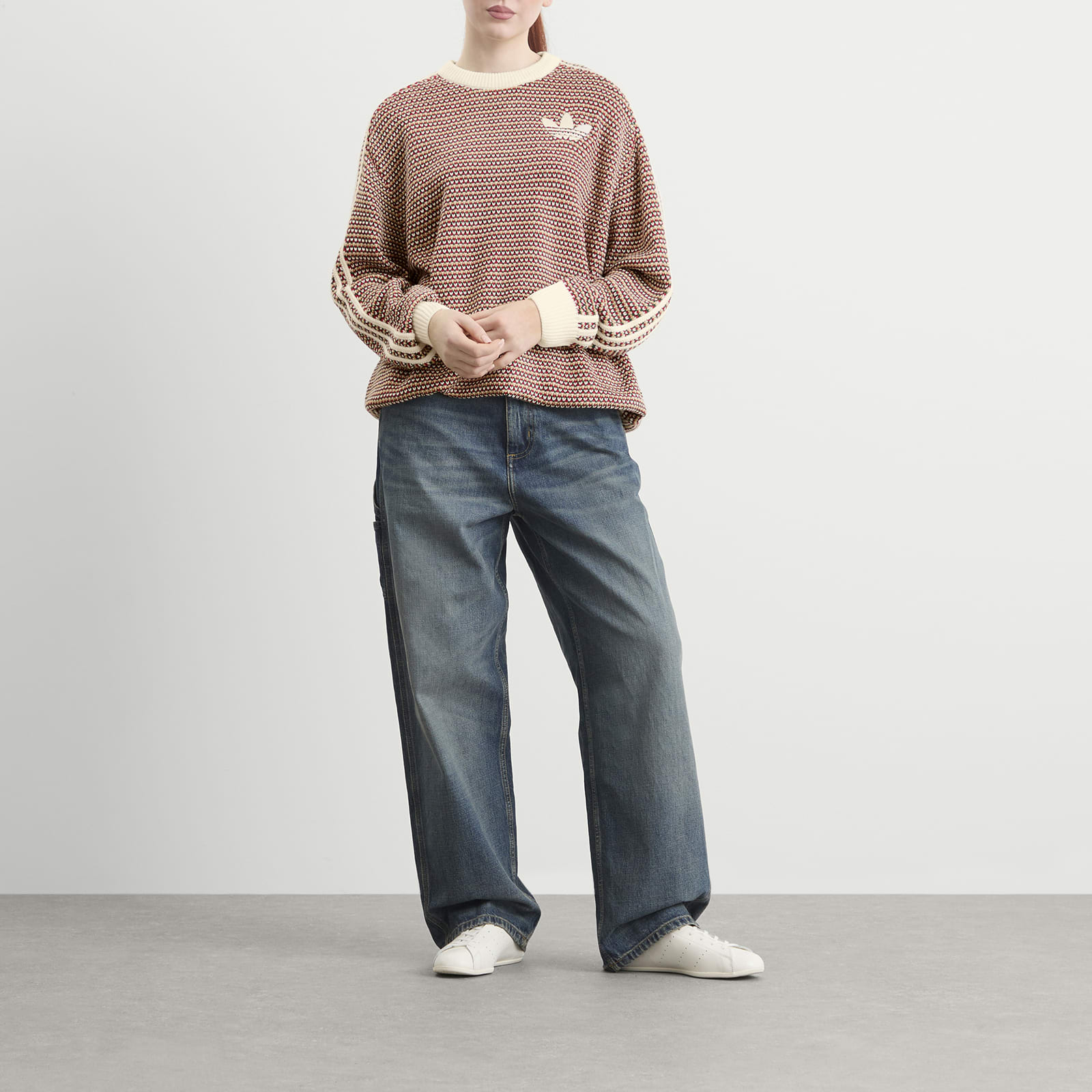 Women's Xmas Knit Jumper Off White/Collegiate Green/Equipment Red
