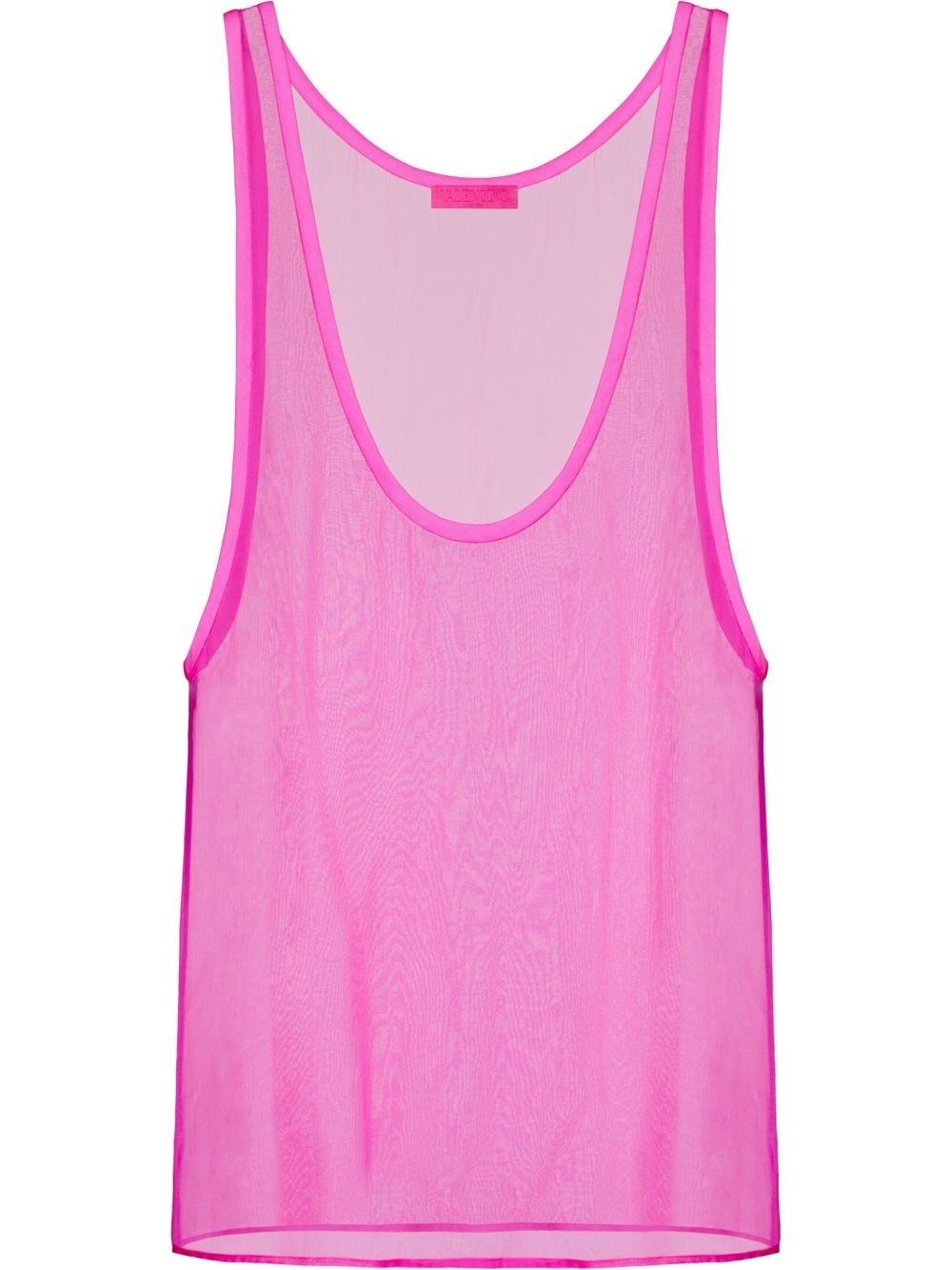 Semi-sheer silk chiffon tank top - Pink