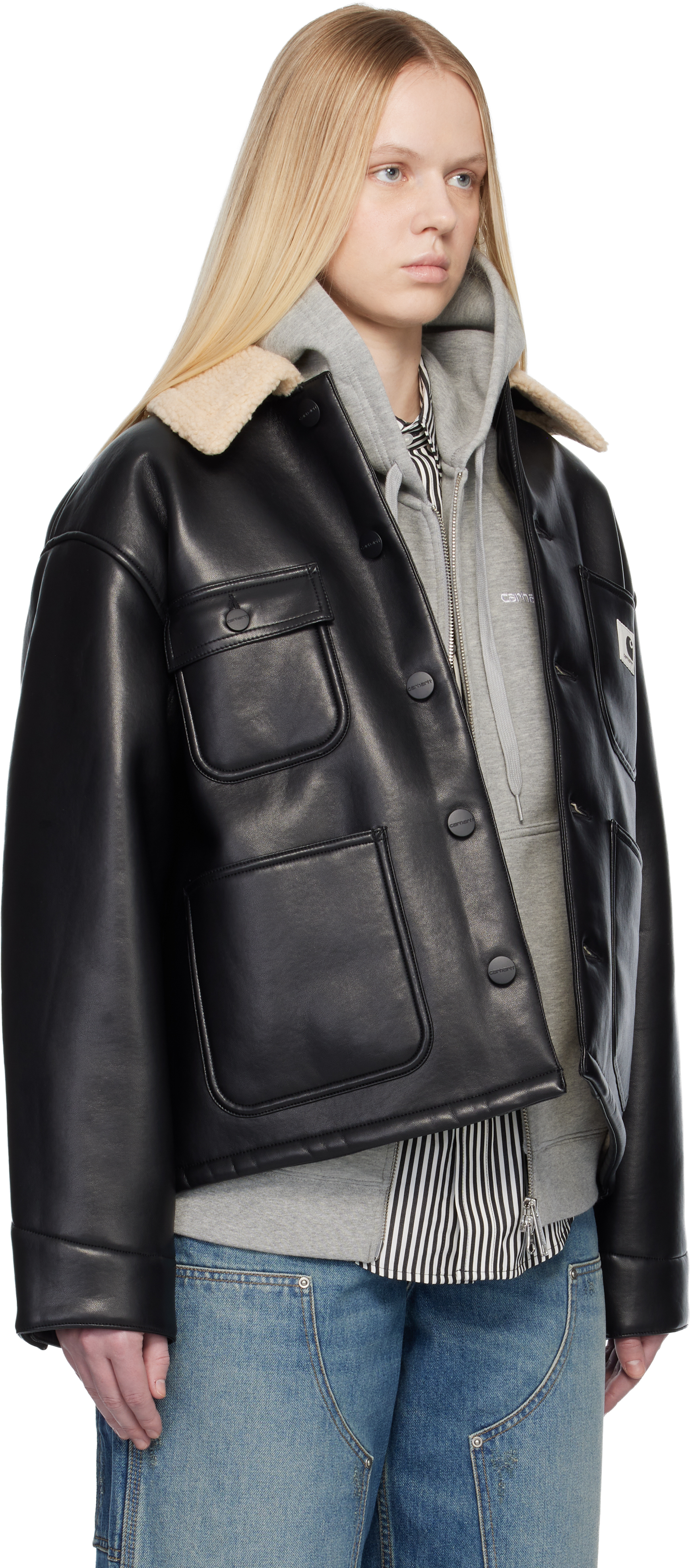 Black Shepton OG Michigan Faux-Leather Jacket