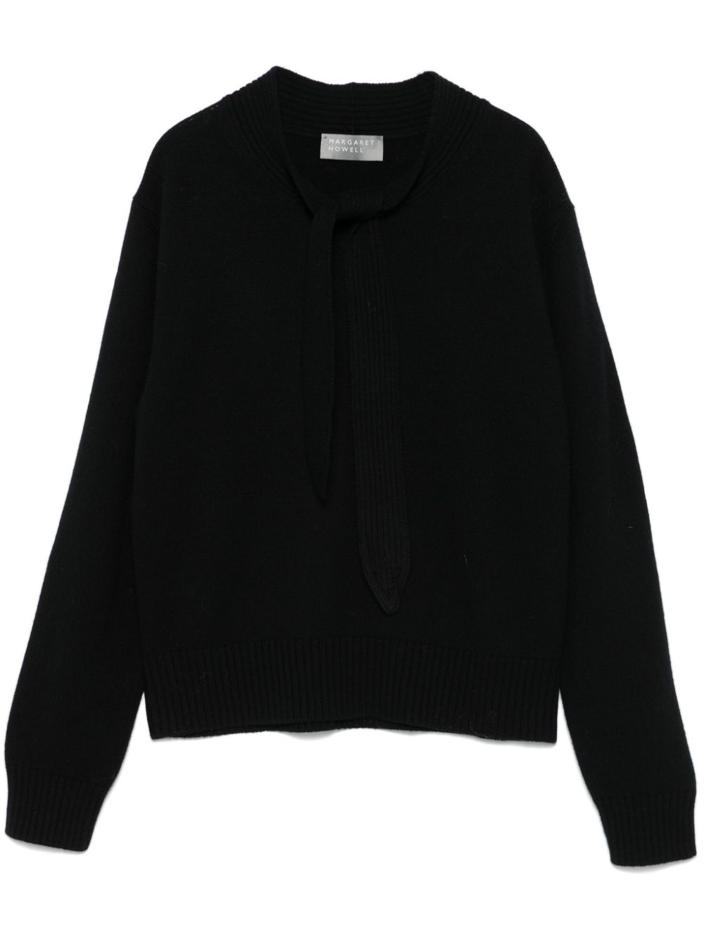 Tie-neck sweater - Black