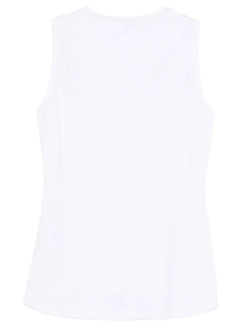 White Solid Round Neck Top