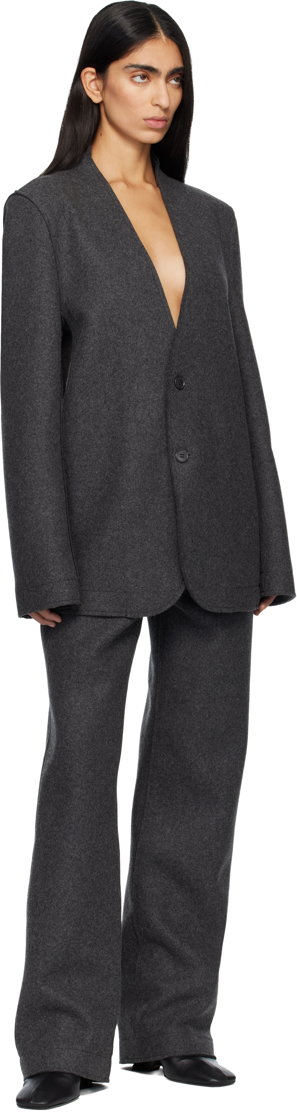 Gray Base Classic Single Breast Blazer
