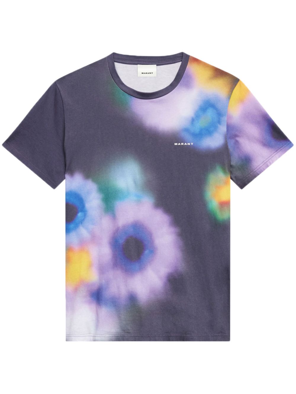 Blur-effect logo-print T-shirt - Purple