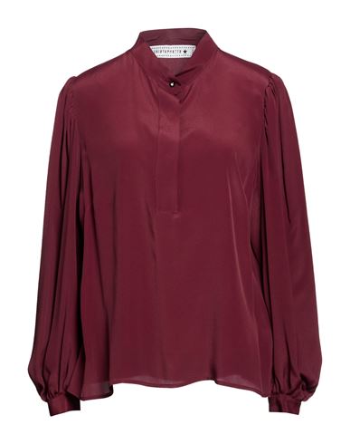 Woman Top Burgundy Size 10 Acetate, Silk