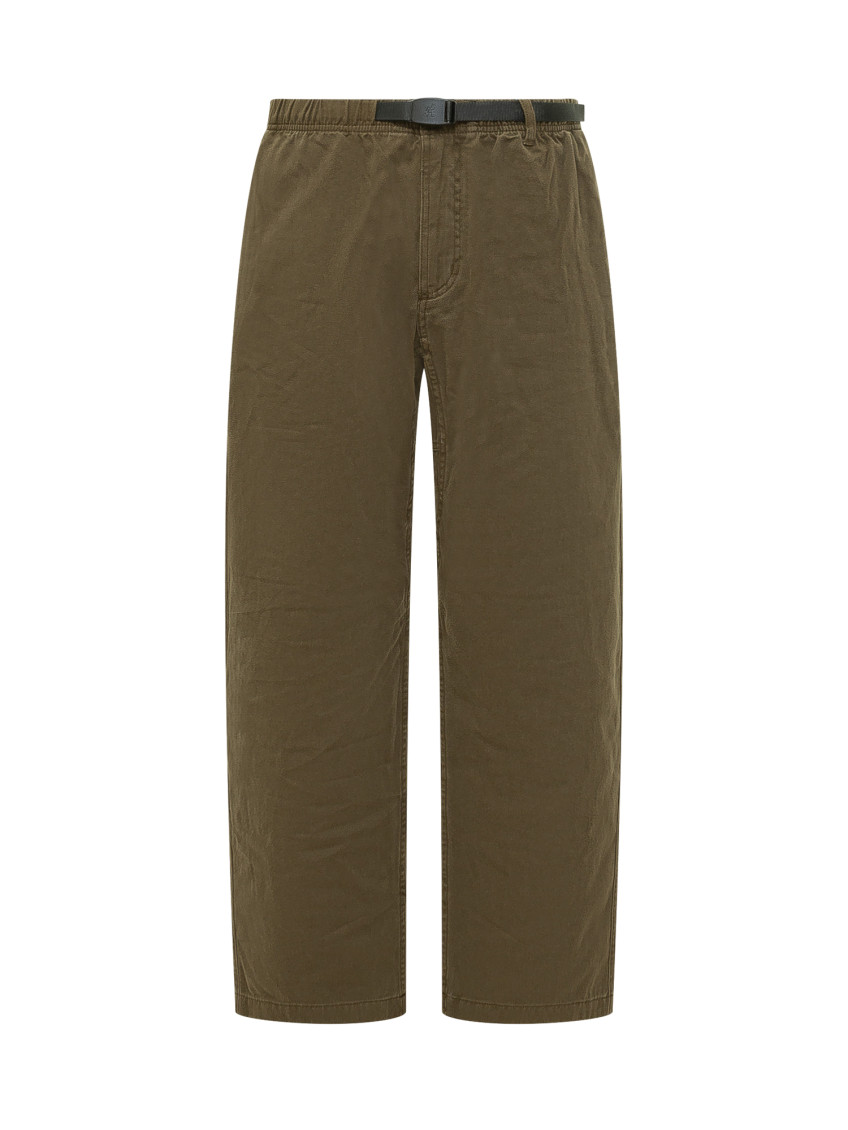 Olive Relaxed Flat Front Pants