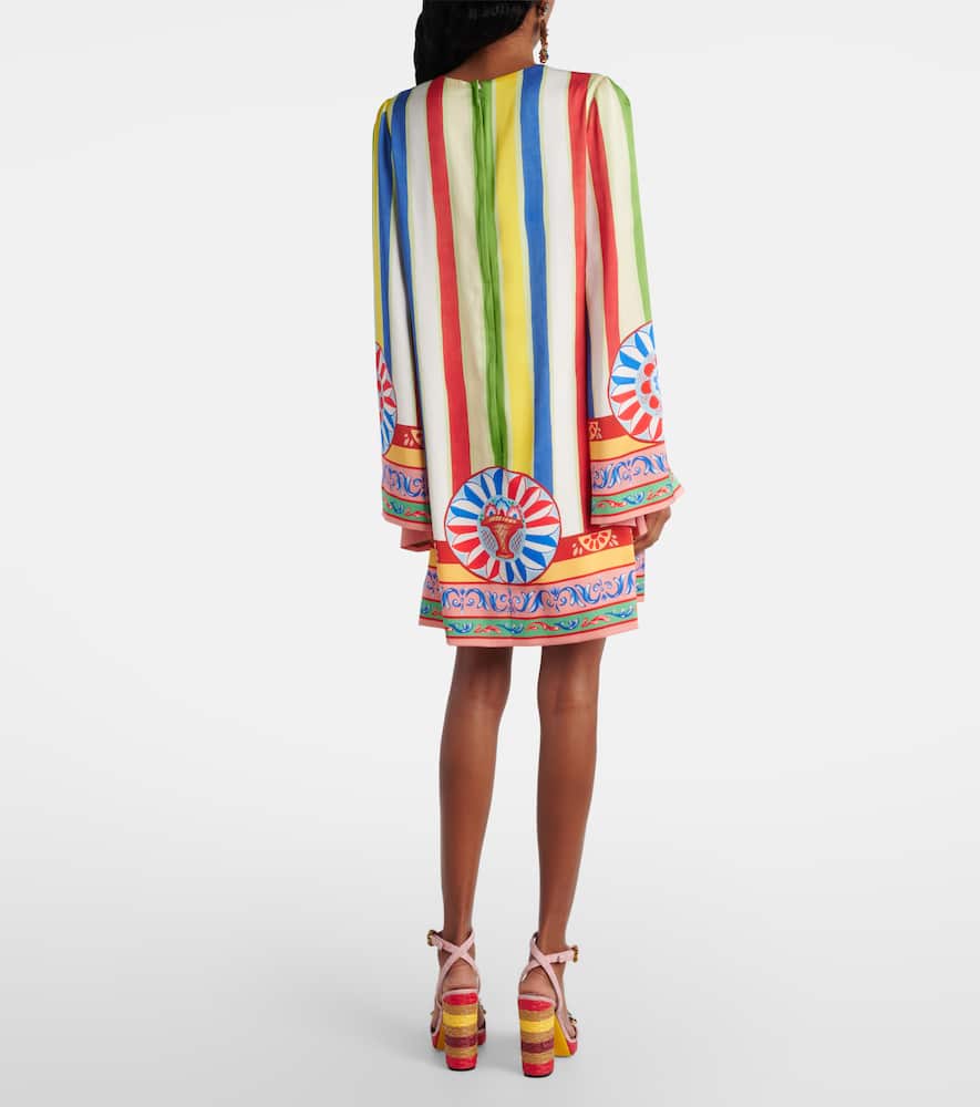 Printed silk-blend minidress