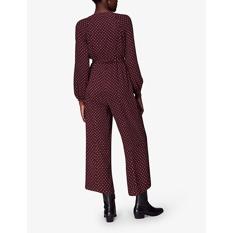Womens Multi-coloured Lottie Spot-print Wide-leg Woven Jumpsuit