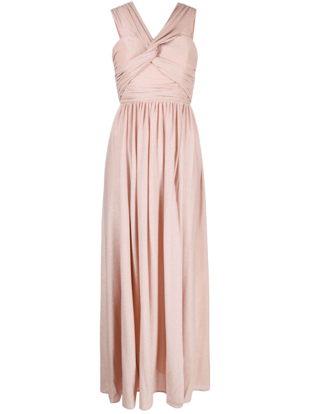Pleated off-shoulder long dress - Pink