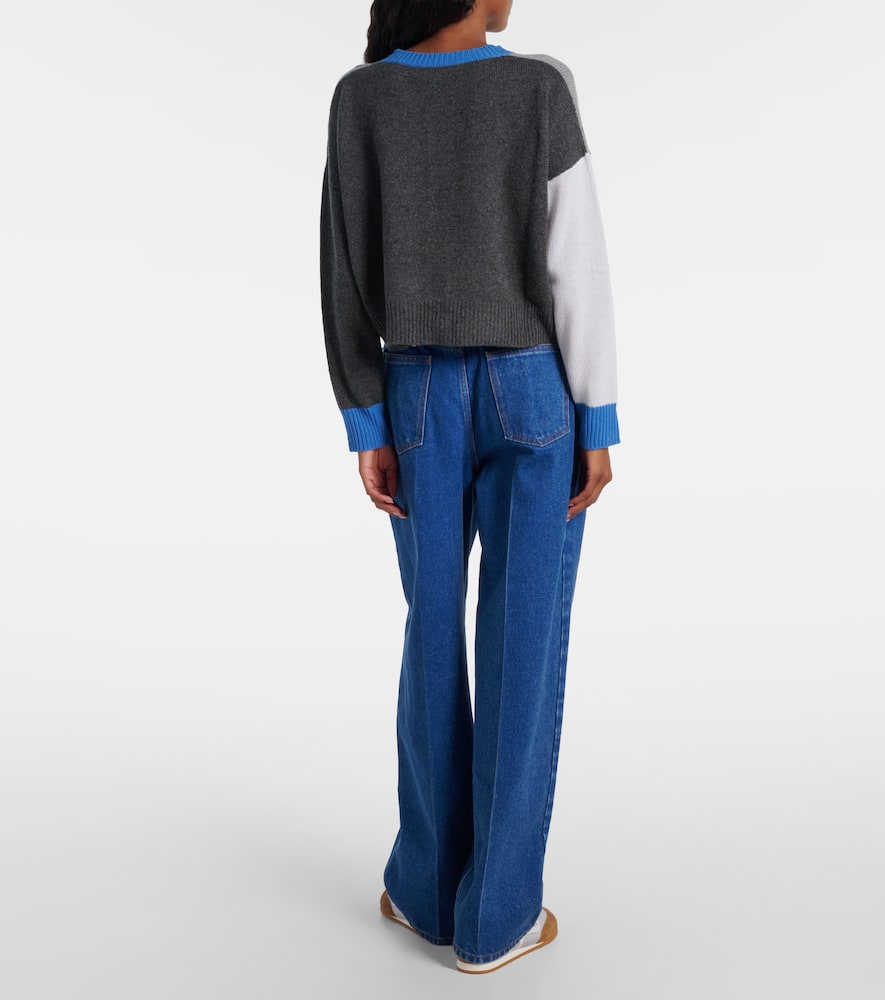 Colorblocked cashmere cardigan