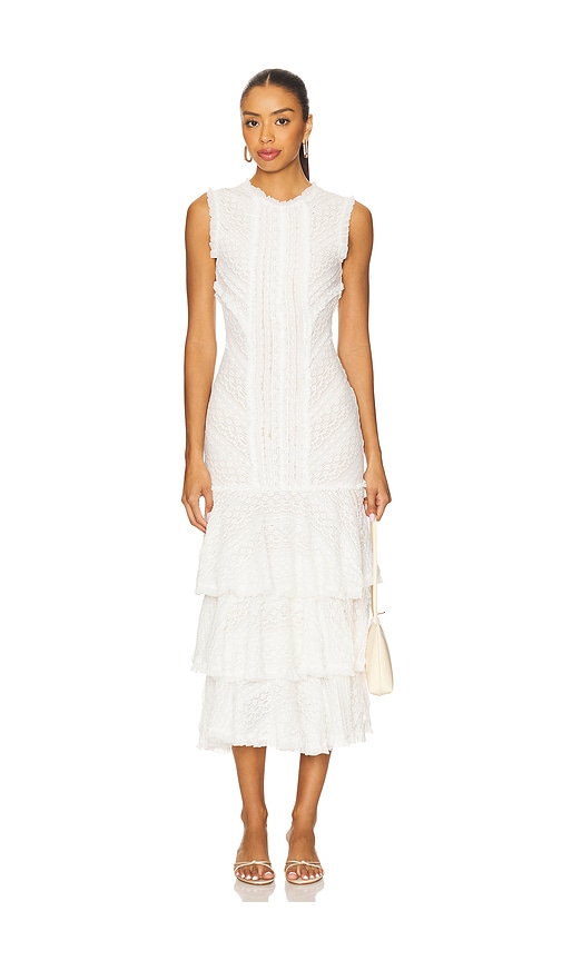 Cinq a Sept MIDI-KLEID MACEIO in White. Größe 6. Also in 0