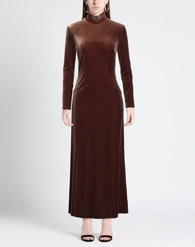 Woman Maxi dress Brown Size 4 Polyester, Elastane