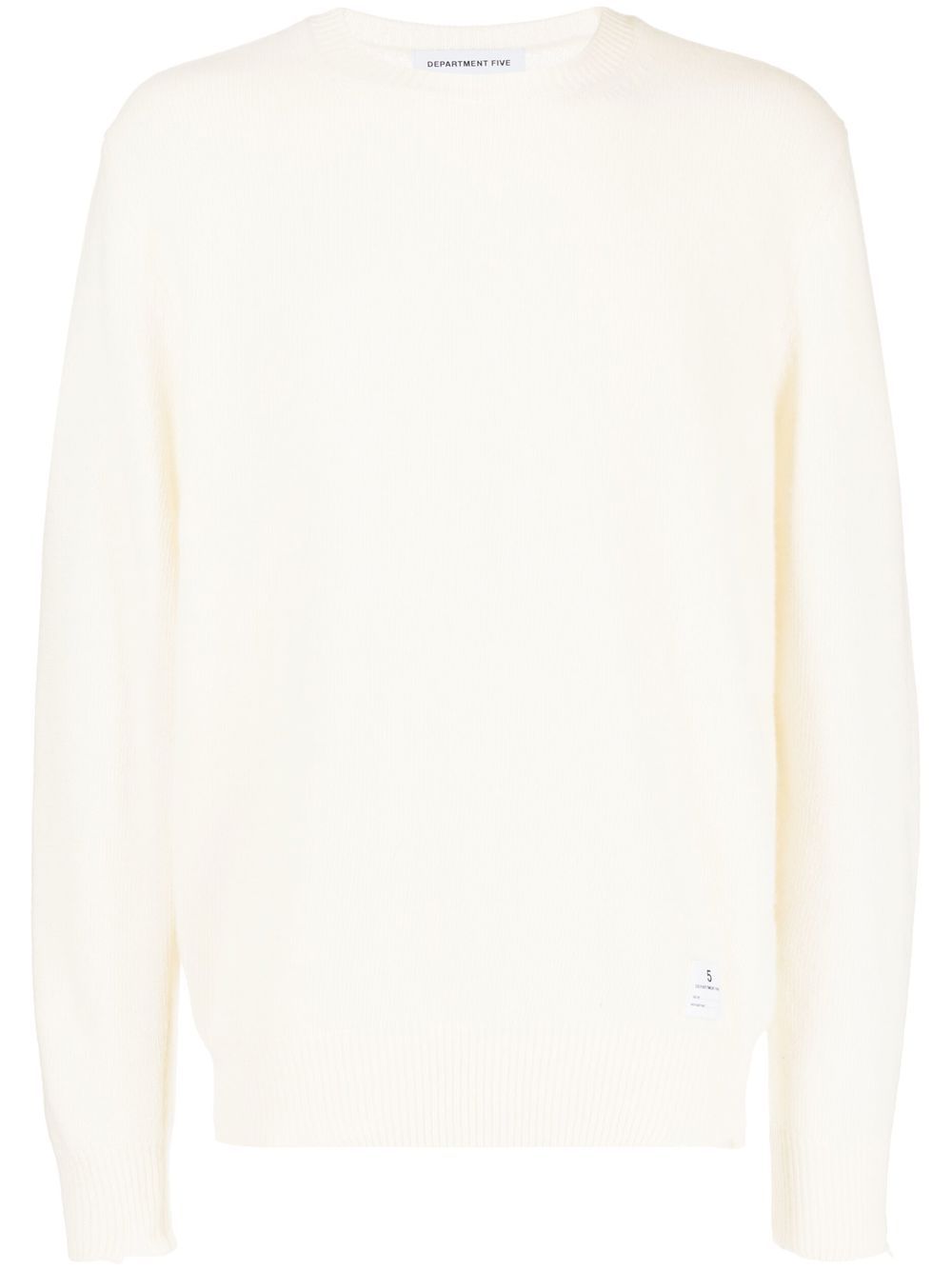 Distressed-hem crew-neck jumper - White