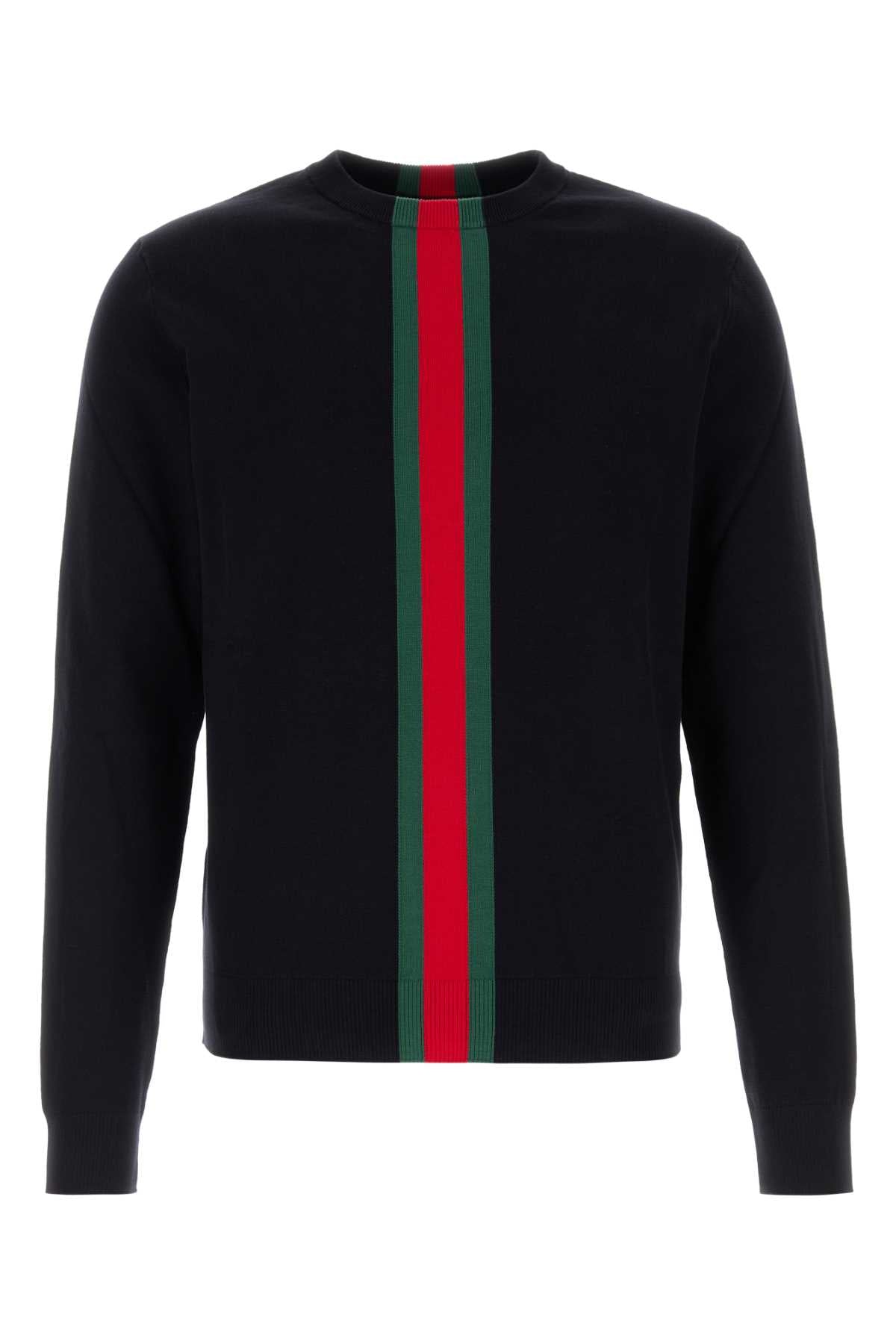 Logo-Striped Crew Neck Sweater — Black