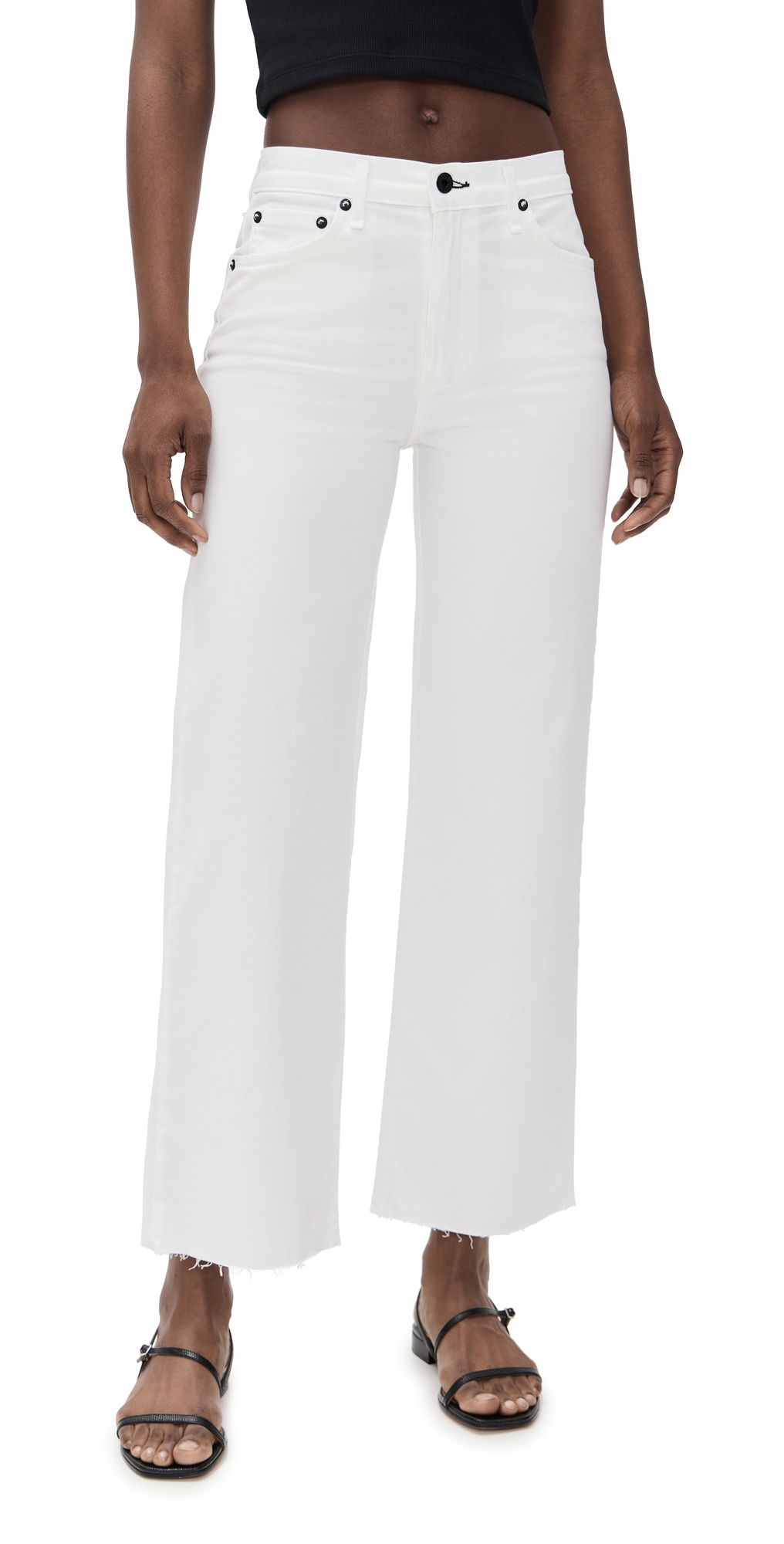 Crop Wide Leg Twill Pants Ivory