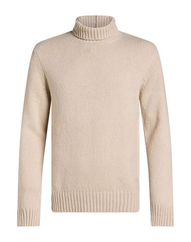 Man Turtleneck Beige Size L Wool