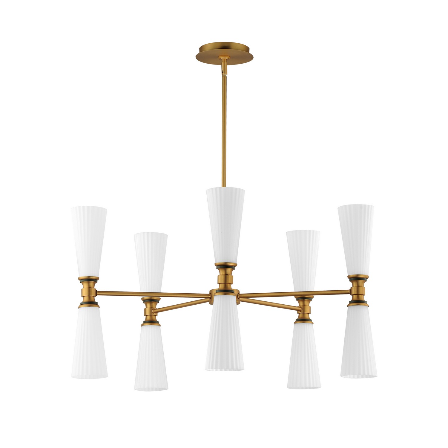 Krevat 10-Light Chandelier in Black with Natural Aged Bra