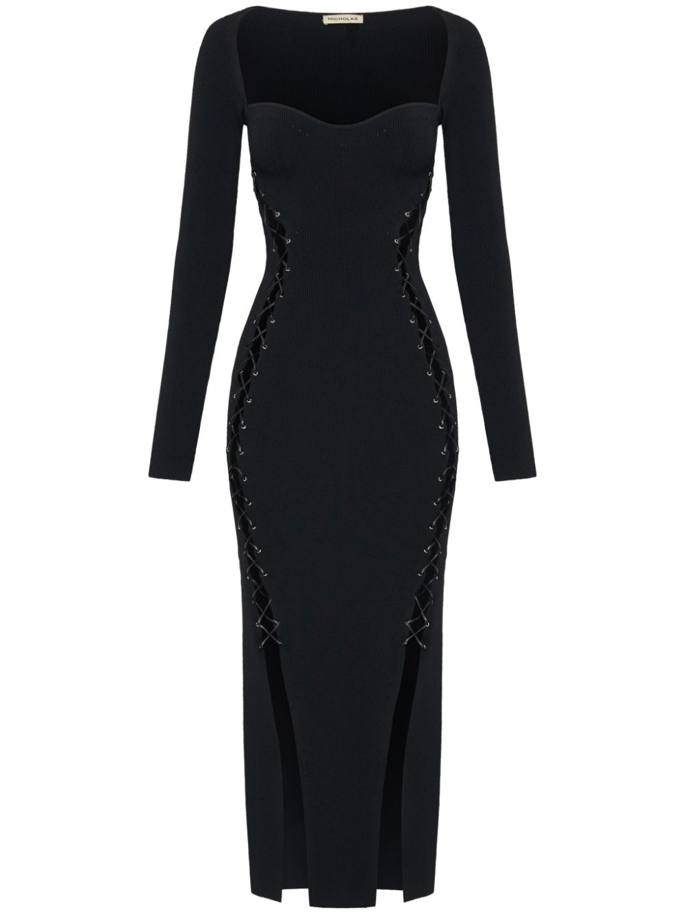 Arna lace-up dress - Black